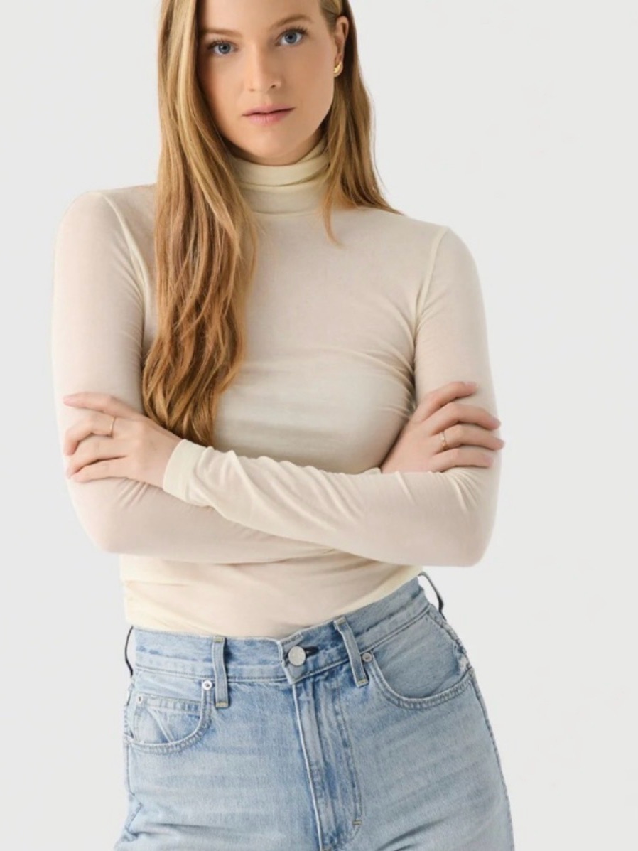 Agolde Pascale Turtleneck In Oat Milk.